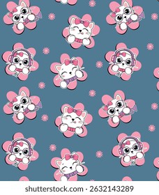 bonitinho gato amor padrões design menina