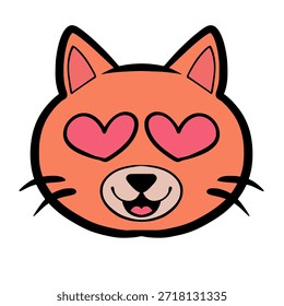 Gato lindo signo de amor, Ilustración vectorial, pegatinas de gato, kawaii, animales