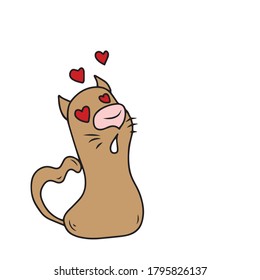 Cute cat in love .Vector children's design for greeting cards, banners.Sticker