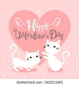 Cute cat lover on valentine's day background.