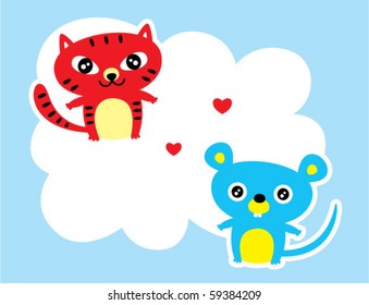 cute cat loves rat