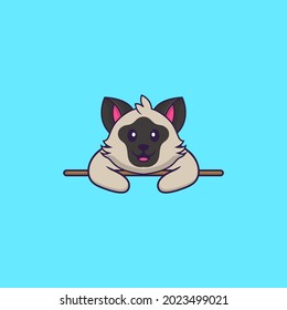 Cute cat lying down. Animal cartoon concept isolated. Can used for t-shirt, greeting card, invitation card or mascot.