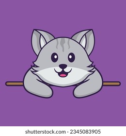 Cute cat lying down. Animal cartoon concept isolated. Can used for t-shirt, greeting card, invitation card or mascot