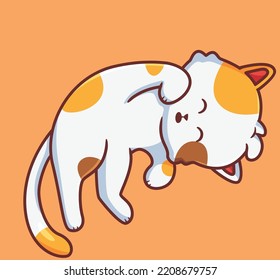 cute cat lying on the ground. isolated cartoon animal illustration. Flat Style Sticker Icon Design Premium Logo vector. Mascot Character