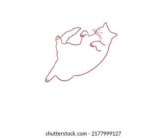 cute cat lying on his back cartoon vector illustration  Hand-drawn can be used to print clothing, pajamas, wallpaper.