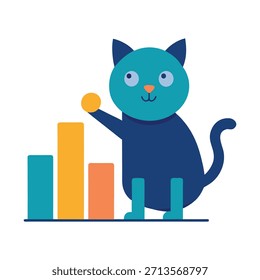 Gato lindo que hace el café en la cocina de la oficina en estilo minimalista limpio, preparando la bebida mientras que agrega el encanto lúdico a las Ilustraciones vectoriales profesionales.
