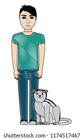 cute cat and man design