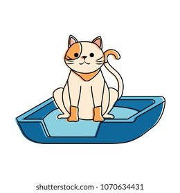 cute cat mascot in the bed character