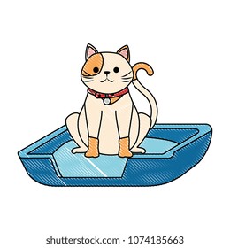 cute cat mascot in the bed character