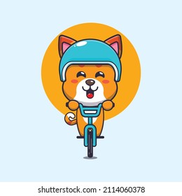 cute cat mascot cartoon character ride on bicycle