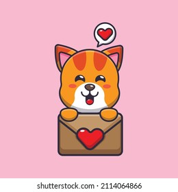 cute cat mascot cartoon character illustration in valentine day