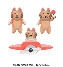 Cute cat mascot cartoon collection