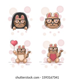 cute cat mascot cartoon design vector collection