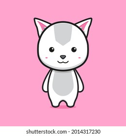 Cute cat mascot cartoon icon vector illustration. Design isolated flat cartoon style