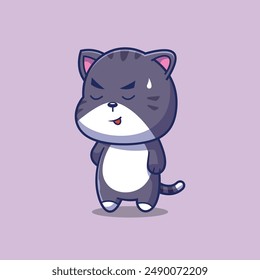 Cute Cat mascot character logo design vector illustration
