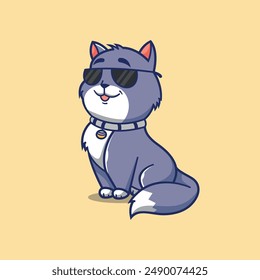 Cute Cat mascot character logo design vector illustration