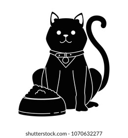 cute cat mascot with dish food character