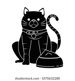 cute cat mascot with dish food character