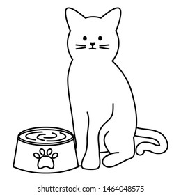 cute cat mascot with dish water