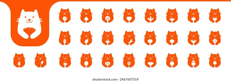 Nette Katze Maskottchen Flat Icon Vektorgrafik Designs