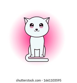 Katzenmaskottchen. Flache Umrisse kawaii Stil. Vektorillustration.