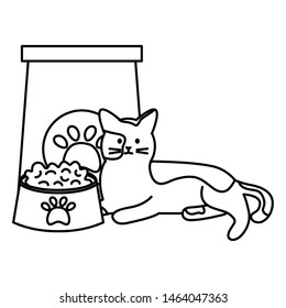 cute cat mascot with food paper bag