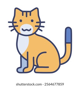 Cute cat mascot isolated icon vector illustration design  yellow and blue