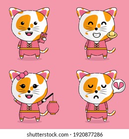cute cat mascot logo character