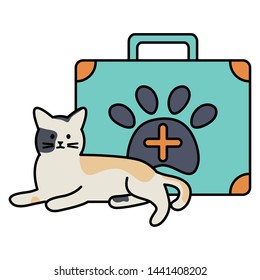 cute cat mascot with medical kit
