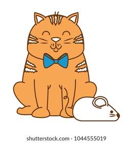 cute cat mascot with mouse