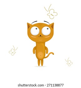 cute cat mascot on white background vector