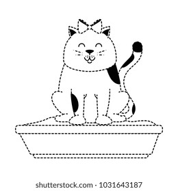 cute cat mascot with sand box