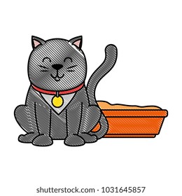 cute cat mascot with sand box