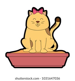 cute cat mascot with sand box
