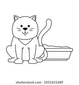 cute cat mascot with sand box