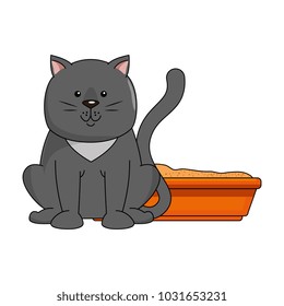 cute cat mascot with sand box