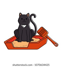 cute cat mascot in the sand box character