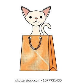 cute cat mascot in shopping bag character