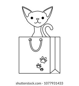 cute cat mascot in shopping bag character