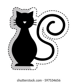 cute cat mascot silhouette isolated icon vector illustration design