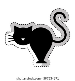 cute cat mascot silhouette isolated icon vector illustration design