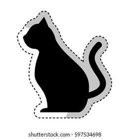 cute cat mascot silhouette isolated icon vector illustration design