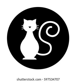 cute cat mascot silhouette isolated icon vector illustration design