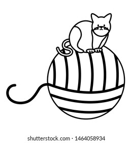 cute cat mascot with wool ball toy