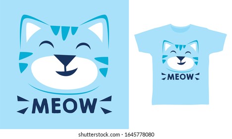 Cute cat meow design vector illustration ready for print on t-shirt, apparel, poster and other uses.