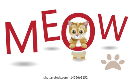 cute cat and meow slogan vector design.