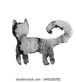 Cute cat. "Meow" vector design