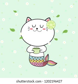 cute cat mermaid collection sweet cartoon 