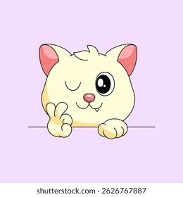 Gato lindo minimalista Icono de Vector de dibujos animados Ilustración. Estilo plano de la historieta. Concepto de icono aislado Premium