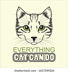 Cute Cat Modern Looking T Shirt Design or Cute Cat Logo